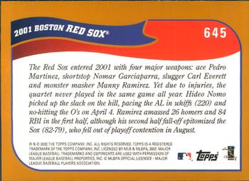 2002 Topps - Home Team Advantage #645 Boston Red Sox Back