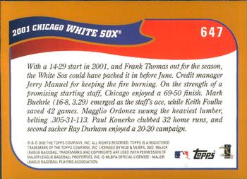 2002 Topps - Home Team Advantage #647 Chicago White Sox Back