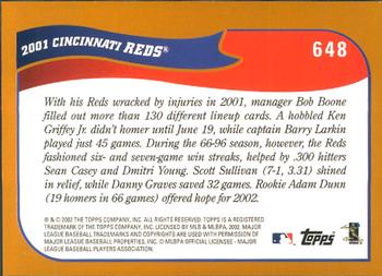 2002 Topps - Home Team Advantage #648 Cincinnati Reds Back