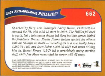 2002 Topps - Home Team Advantage #662 Philadelphia Phillies Back