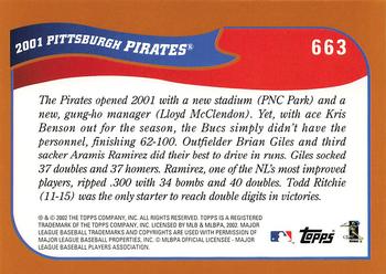 2002 Topps - Home Team Advantage #663 Pittsburgh Pirates Back