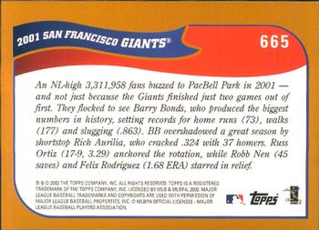 2002 Topps - Home Team Advantage #665 San Francisco Giants Back