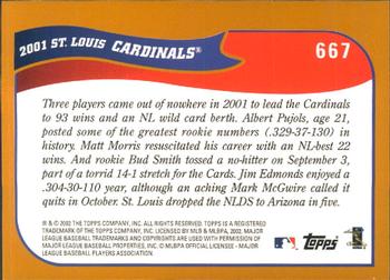 2002 Topps - Home Team Advantage #667 St. Louis Cardinals Back