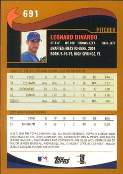 2002 Topps - Home Team Advantage #691 Leonard DiNardo Back