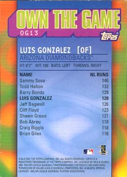 2002 Topps - Own the Game #OG13 Luis Gonzalez Back