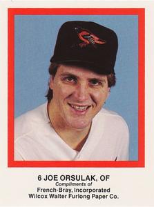 1989 French/Bray Baltimore Orioles #NNO Joe Orsulak Front