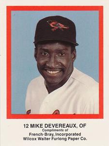 1989 French/Bray Baltimore Orioles #NNO Mike Devereaux Front