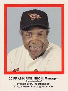 1989 French/Bray Baltimore Orioles #NNO Frank Robinson Front