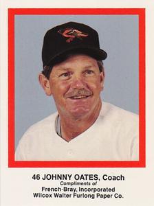 1989 French/Bray Baltimore Orioles #NNO Johnny Oates Front