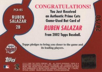 2002 Topps - Prime Cuts Barrel Relics #PCA-RS Ruben Salazar  Back