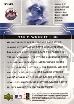 2005 Upper Deck New York Daily News New York Mets / New York Yankees #NYM3 David Wright Back