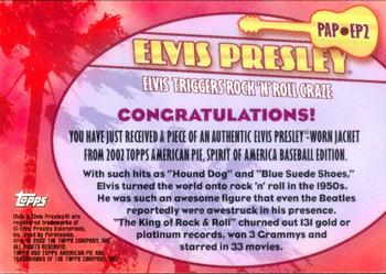 2002 Topps American Pie Spirit of America - A Piece of American Pie #EP2 Elvis Presley Back