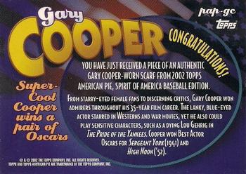 2002 Topps American Pie Spirit of America - A Piece of American Pie #GC Gary Cooper Back