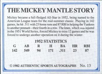 1982 ASA The Mickey Mantle Story - Autographed Blue Back #13 Mickey Mantle Back