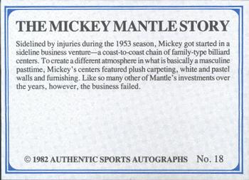 1982 ASA The Mickey Mantle Story - Autographed Blue Back #18 Mickey Mantle Back