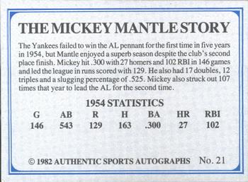 1982 ASA The Mickey Mantle Story - Autographed Blue Back #21 Mickey Mantle Back