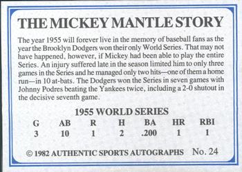 1982 ASA The Mickey Mantle Story - Autographed Blue Back #24 Mickey Mantle Back