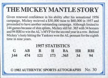 1982 ASA The Mickey Mantle Story - Autographed Blue Back #30 Mickey Mantle Back