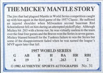 1982 ASA The Mickey Mantle Story - Autographed Blue Back #31 Mickey Mantle Back