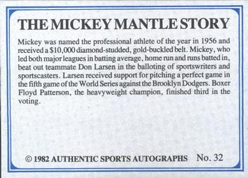 1982 ASA The Mickey Mantle Story - Autographed Blue Back #32 Mickey Mantle Back