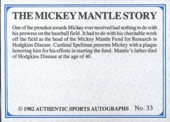 1982 ASA The Mickey Mantle Story - Autographed Blue Back #33 Mickey Mantle Back