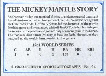 1982 ASA The Mickey Mantle Story - Autographed Blue Back #42 Mickey Mantle Back