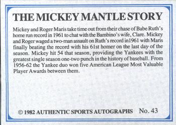 1982 ASA The Mickey Mantle Story - Autographed Blue Back #43 Mickey Mantle Back