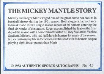 1982 ASA The Mickey Mantle Story - Autographed Blue Back #45 Mickey Mantle Back