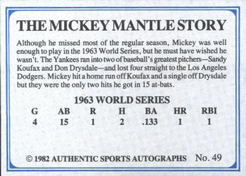 1982 ASA The Mickey Mantle Story - Autographed Blue Back #49 Mickey Mantle Back