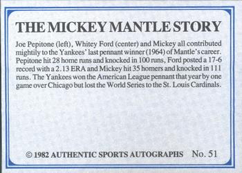 1982 ASA The Mickey Mantle Story - Autographed Blue Back #51 Mickey Mantle Back