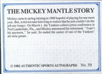 1982 ASA The Mickey Mantle Story - Autographed Blue Back #59 Mickey Mantle Back
