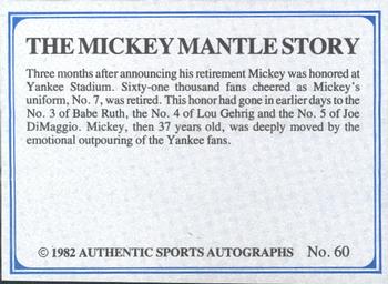 1982 ASA The Mickey Mantle Story - Autographed Blue Back #60 Mickey Mantle Back