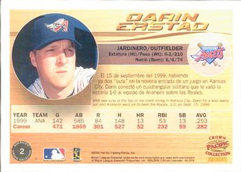 2000 Pacific Crown Collection #2 Darin Erstad Back