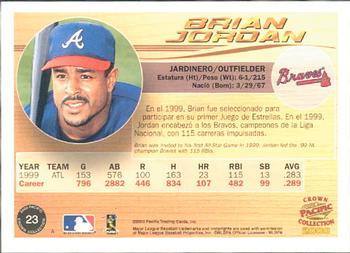 2000 Pacific Crown Collection #23 Brian Jordan Back