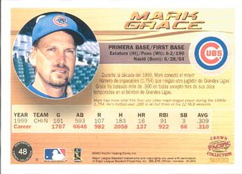 2000 Pacific Crown Collection #48 Mark Grace Back
