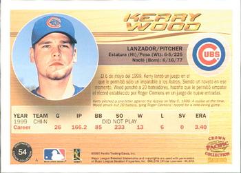 2000 Pacific Crown Collection #54 Kerry Wood Back