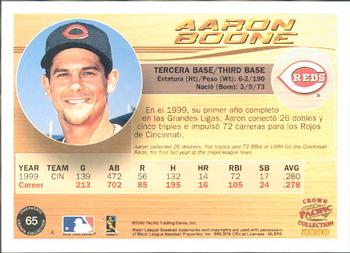 2000 Pacific Crown Collection #65 Aaron Boone Back