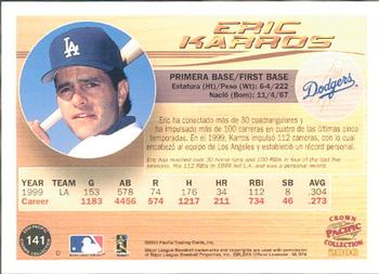 2000 Pacific Crown Collection #141 Eric Karros Back