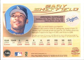 2000 Pacific Crown Collection #144 Gary Sheffield Back
