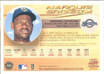 2000 Pacific Crown Collection #151 Marquis Grissom Back