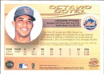 2000 Pacific Crown Collection #179 Octavio Dotel Back