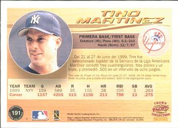 2000 Pacific Crown Collection #191 Tino Martinez Back