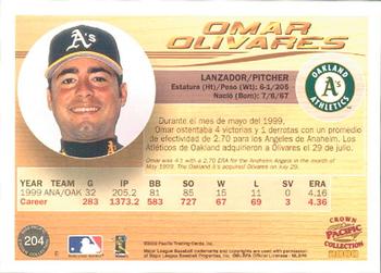2000 Pacific Crown Collection #204 Omar Olivares Back