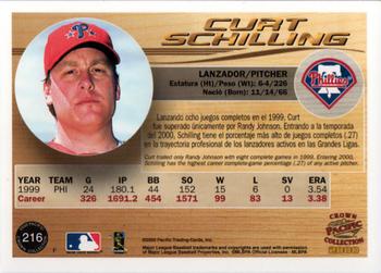 2000 Pacific Crown Collection #216 Curt Schilling Back