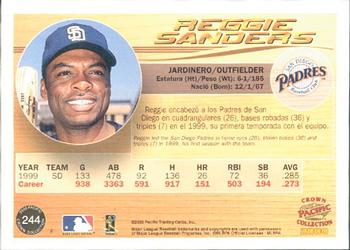 2000 Pacific Crown Collection #244 Reggie Sanders Back