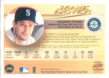 2000 Pacific Crown Collection #265 Jamie Moyer Back