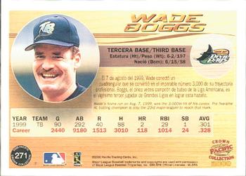 2000 Pacific Crown Collection #271 Wade Boggs Back