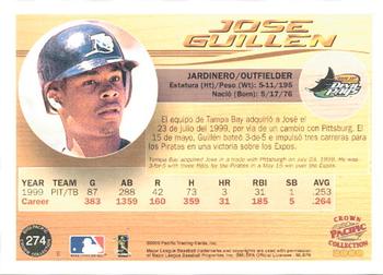 2000 Pacific Crown Collection #274 Jose Guillen Back
