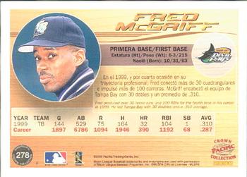 2000 Pacific Crown Collection #278 Fred McGriff Back