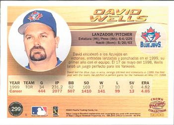 2000 Pacific Crown Collection #299 David Wells Back